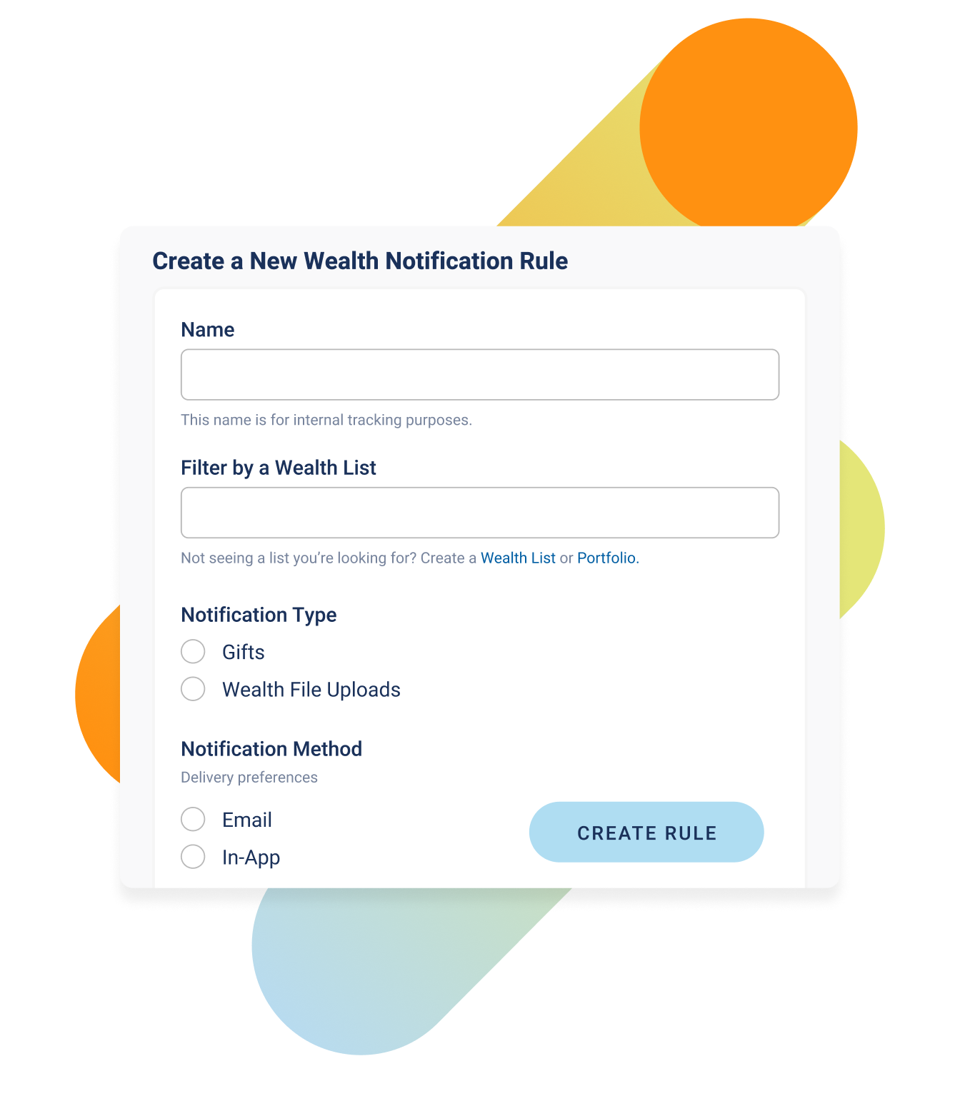 GC Wealth web interface where you can configure custom notifications