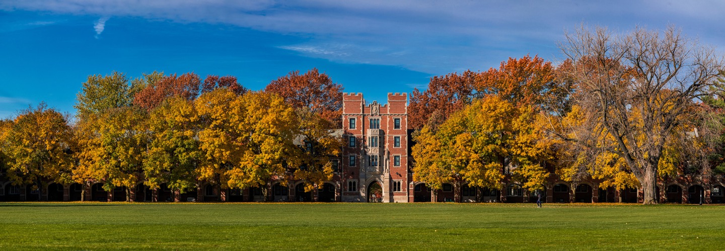 Grinnell College campus in autumn.