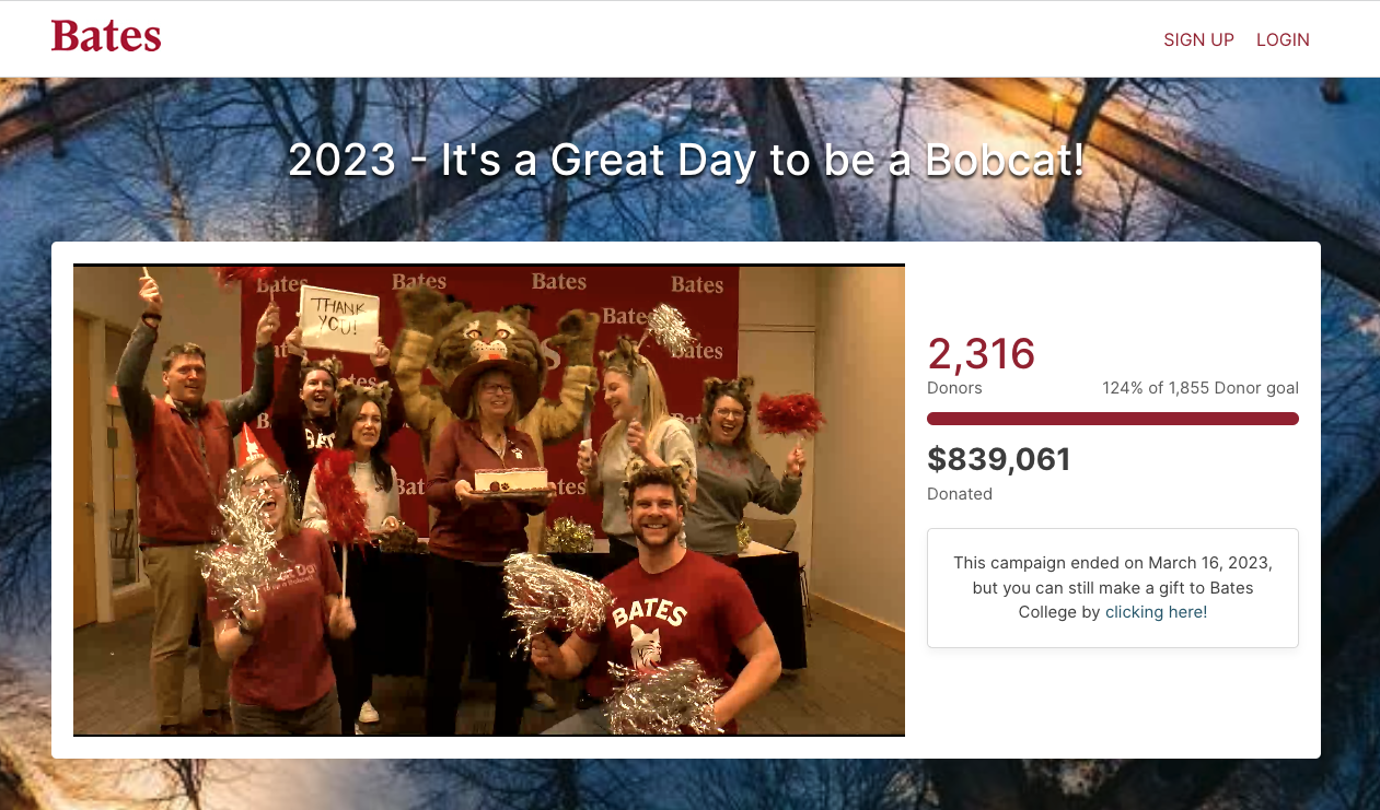 Bates College campaign page.