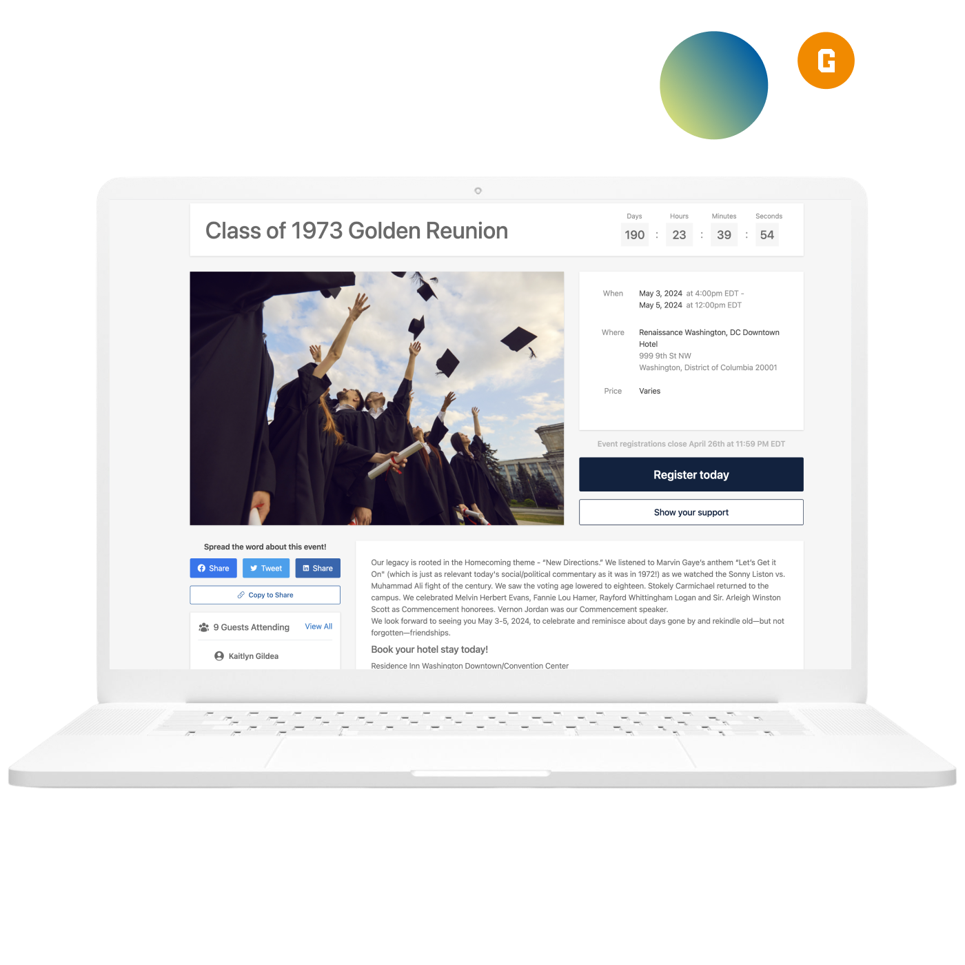 Event Registration Page for Golden Reunion
