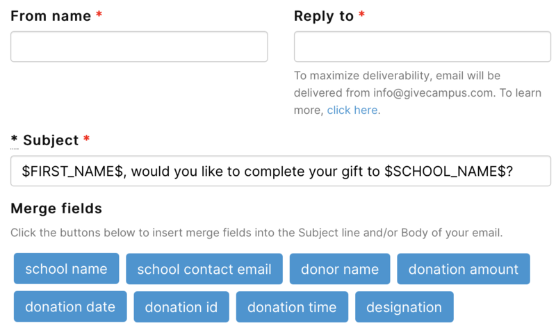 Gift Nudge merge fields examples